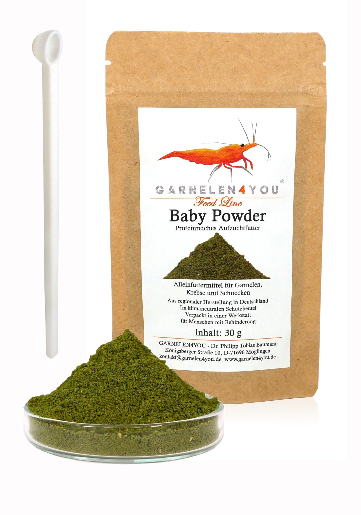 GARNELEN4YOU Baby Powder 30g – Aufzuchtfutter für Garnelen (Bild 2)
