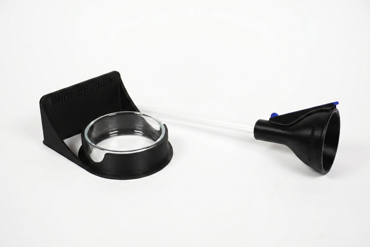 ShrimpPuddle Futter-Station Pro Bundle – Scheibenhalter mit Futterrohr 2.0