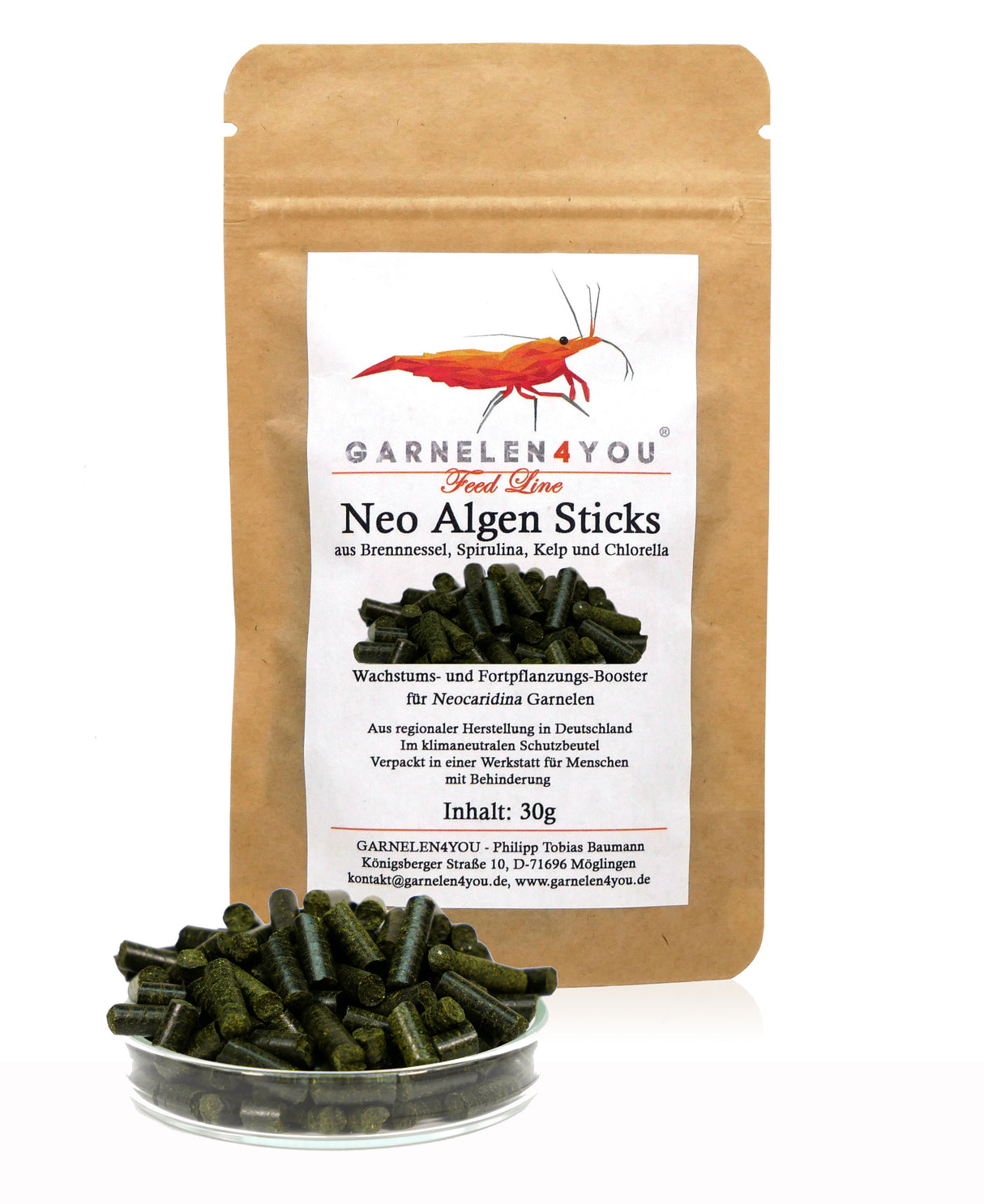 GARNELEN4YOU Neo Algen Sticks 30g – Spirulina Zuchtfutter